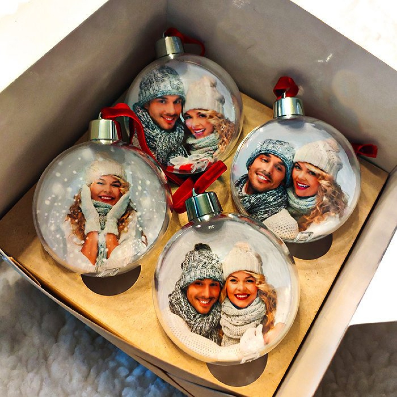 Новогодние шары с фото 4 шт.