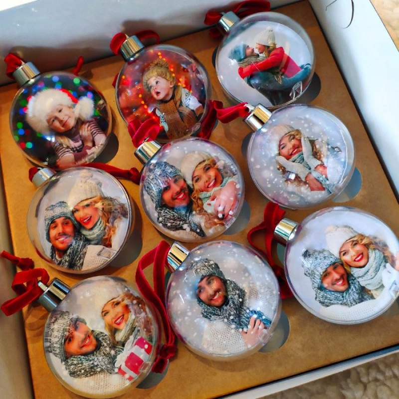 Новогодние шары с фото 9 шт.